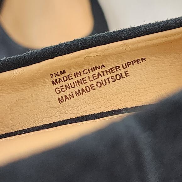 Talbots Black Suede Wedge Pumps Size 7.5M Slip-on Point Toe Heels - Picture 10 of 10